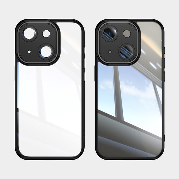 Dteck for iPhone 14 Clear Case, Shockproof Slim Clear Hard PC Back with Soft TPU Bumper Scratch Resistant Protective Transparent Anti-Scratch Phone Case, Black