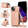 thumbnail image 1 of Dteck for iPhone 14 Crossbody Wallet Case, PU Leather Phone Case with Card Holder Shoulder Strap Purse Cover for Women Men Compatible with iPhone 14,Rosegold, 1 of 5