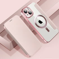 Dteck for iPhone 14 Magnetic Case Compatible with MagSafe, iPhone 14 Wallet Case with RFID Blocking PU Leather Card Holder, Shockproof Clear Back Cover Folio Flip Case for iPhone 14,Pink