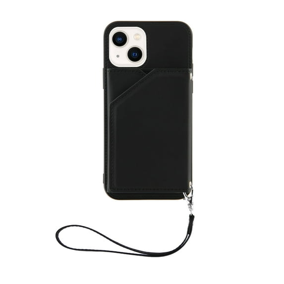 Dteck for iPhone 14 Max 6.7 Inch Flip Wallet Case with Wrist Strap, PU Leather Card Slots Cash Pocket Stand Feature Full Body Protective Shockproof Folio Case Cover for iPhone 14 Max,Black