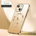 thumbnail image 1 of Dteck for iPhone 14 Plus 6.7 Inch Strong MagSafe Magnetic Clear Case, HD Glass Lens Film Protection Wireless Charging Airbag Protection Shockproof Anti-drop Not-Yellowing Slim Case,Gold, 1 of 9