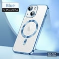 thumbnail image 1 of Dteck for iPhone 14 Plus 6.7 Inch Strong MagSafe Magnetic Clear Case, HD Glass Lens Film Protection Wireless Charging Airbag Protection Shockproof Anti-drop Not-Yellowing Slim Case,Blue, 1 of 9