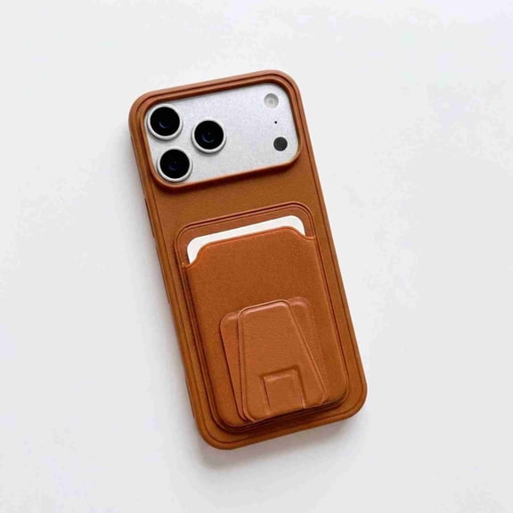 Dteck for iPhone 14 Plus Back Wallet Card Holder Kickstand Case, Ultra Slim PU Leather Flexible TPU Gel Rubber Soft Skin Silicone Protective Phone Cover, Brown