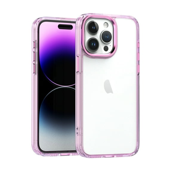Dteck for iPhone 14 Plus Case Clear with Color Border, Hybrid Protective Case Slim Transparent Anti-Scratch Shockproof TPU Bumper Cover for iPhone 14 Plus,Pink