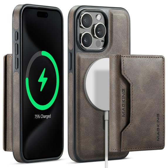 Dteck for iPhone 14 Plus Case Detachable Wallet Case with Card Holder, iPhone 14 Plus Magnetic Case Compatible with MagSafe, PU Leather RFID Blocking Flip Kickstand Credit Slots,Coffee