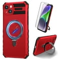 thumbnail image 1 of Dteck for iPhone 14 Plus Case with Magnetic Invisible Stand, Compatible with MagSafe, Glass Screen Protector + Camera Protector Shockproof Rugged Case Cover for iPhone 14 Plus,Red, 1 of 9