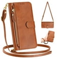 thumbnail image 1 of Dteck for iPhone 14 Plus Case for Women, Crossbody Wallet Phone Case with Card Holder, PU Leather Magnetic Closure Flip Zipper Strap Wallet Phone Case,Brown, 1 of 8