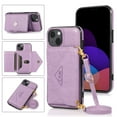 thumbnail image 1 of Dteck for iPhone 14 Plus Crossbody Wallet Case, PU Leather Phone Case with Card Holder Shoulder Strap Purse Cover for Women Men Compatible with iPhone 14 Plus,Purple, 1 of 5
