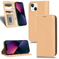 thumbnail image 1 of Dteck for iPhone 14 Plus Flip Leather Wallet Case with Card Slots Magnetic Kickstand Function Stylish Grid Pattern Shockproof Folding Case for iPhone 14 Plus,Beige, 1 of 8