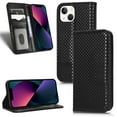 thumbnail image 1 of Dteck for iPhone 14 Plus Flip Leather Wallet Case with Card Slots Magnetic Kickstand Function Stylish Grid Pattern Shockproof Folding Case for iPhone 14 Plus,Black, 1 of 8