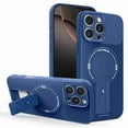 thumbnail image 1 of Dteck for iPhone 14 Plus with Invisible Stand, Magnetic Military-Grade Shockproof Carbon Fiber Texture Protection Slim Hard Luxury Phone Case for Women Men, Blue, 1 of 8