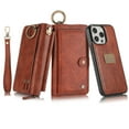 thumbnail image 1 of Dteck for iPhone 14 Plus Wallet Case, Heavy Duty 2 in 1 Leather Zipper Purse Detachable Magnetic 14 Card Slots Money Pocket Clutch Cover for Apple iPhone 14 Plus 6.7",Brown, 1 of 9