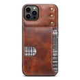 thumbnail image 1 of Dteck for iPhone 14 Pro 6.1 Inch Leather Case, Oil Wax Cowhide Modern Back Cover with Card Slot Card Holder Ultra Slim Thin Scratch Resistant Non-Slip Shockproof Case for iPhone 14 Pro,Brown, 1 of 6