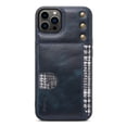 thumbnail image 1 of Dteck for iPhone 14 Pro 6.1 Inch Leather Case, Oil Wax Cowhide Modern Back Cover with Card Slot Card Holder Ultra Slim Thin Scratch Resistant Non-Slip Shockproof Case for iPhone 14 Pro,Blue, 1 of 6