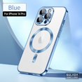 thumbnail image 1 of Dteck for iPhone 14 Pro 6.1 Inch Strong MagSafe Magnetic Clear Case, HD Glass Lens Film Protection Wireless Charging Airbag Protection Shockproof Anti-drop Not-Yellowing Slim Case,Blue, 1 of 9