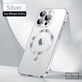 thumbnail image 1 of Dteck for iPhone 14 Pro 6.1 Inch Strong MagSafe Magnetic Clear Case, HD Glass Lens Film Protection Wireless Charging Airbag Protection Shockproof Anti-drop Not-Yellowing Slim Case,Silver, 1 of 9