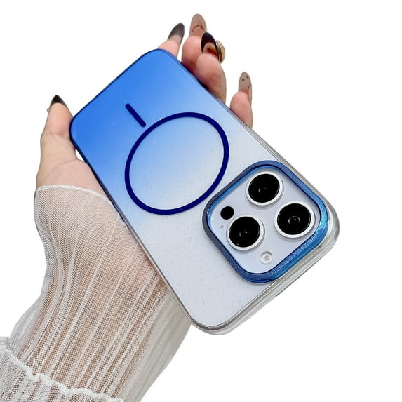 Dteck for iPhone 14 Pro Case Bling Glitter Sparkly Bling Magnetic Compatible with Magsafe Accessory Phone Case for Women, Girly Cute Sparkle Shiny Bright Hard Plastic Cover, Blue