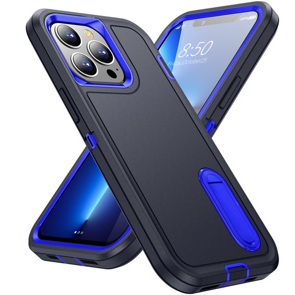 Dteck iPhone 14 Pro Case, Built-in Stand, Heavy Duty Shockproof Rugged Case for iPhone 14 Pro 6.1 inch 2022, Deep Blue+Royal Blue