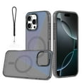 thumbnail image 1 of Dteck for iPhone 14 Pro Case with Magnetic, Compatible with MagSafe, Anti-Yellowing Military-Grade Protection Shockproof Translucent Back Cover with Wrist Strap, Black, 1 of 6