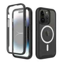 Dteck for iPhone 14 Pro Case Magnetic Compatible with MagSafe, iPhone 14 Pro Case with Built-in Screen Protector, Durable Rubber Bumper Clear Back Shockproof Protective Case,Black