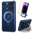 thumbnail image 1 of Dteck for iPhone 14 Pro Case with Magnetic Invisible Stand, Compatible with MagSafe, Glass Screen Protector + Camera Protector Shockproof Rugged Case Cover for iPhone 14 Pro,Royal Blue, 1 of 9
