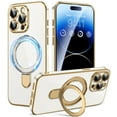 thumbnail image 1 of Dteck for iPhone 14 Pro Case with Magnetic Ring Stand, Compatible with MagSafe, Full Camera Lens Protection, Luxury Plating Slim Cover 14 Pro Phone Cases for Women Men,Solid White, 1 of 7