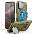 thumbnail image 1 of Dteck for iPhone 14 Pro Case with Screen Protector, Shockproof Magnetic Multi-Layer Military Lens Stand Heavy Duty Full Body Rugged Hard Shell, Olivegreen, 1 of 6