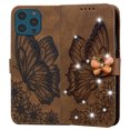 thumbnail image 1 of Dteck for iPhone 14 Pro Case Wallet with Credit Card Slots Sparkle Diamond Rhinestone Butterfly Cute for Girls PU Leather Magnetic Closure Folio Flip Phone Cover for iPhone 14 Pro,Brown, 1 of 6