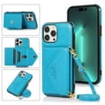 thumbnail image 1 of Dteck for iPhone 14 Pro Crossbody Wallet Case, PU Leather Phone Case with Card Holder Shoulder Strap Purse Cover for Women Men Compatible with iPhone 14 Pro,Blue, 1 of 1