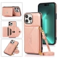 thumbnail image 1 of Dteck for iPhone 14 Pro Crossbody Wallet Case, PU Leather Phone Case with Card Holder Shoulder Strap Purse Cover for Women Men Compatible with iPhone 14 Pro,Rosegold, 1 of 5