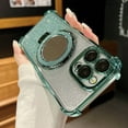 thumbnail image 1 of Dteck for iPhone 14 Pro Magnetic Kickstand Glitter Case, Four Corners Shockproof Luxury Bling Glitter Paper 2 in 1 for Women Girls Plating Ring Stand Cover, Green, 1 of 7