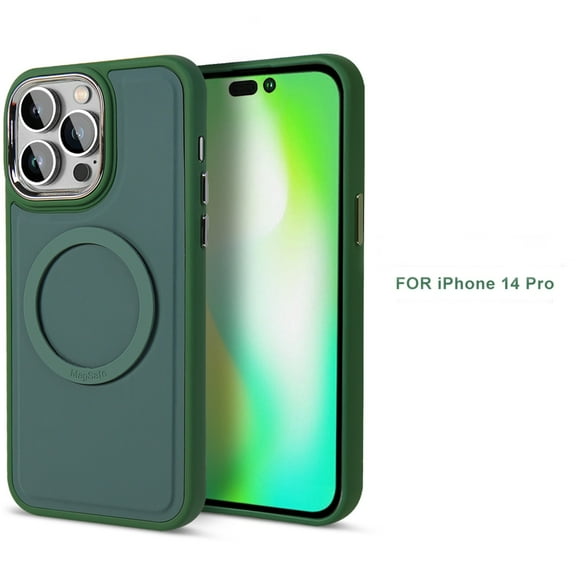 Dteck for iPhone 14 Pro Max 6.7" 2022 Magnetic Case, Flexible TPU Case with Wireless Charging & Car Mount Heavy Duty Full Body Protective Case for 14 Pro Max Women Men, Darkgreen