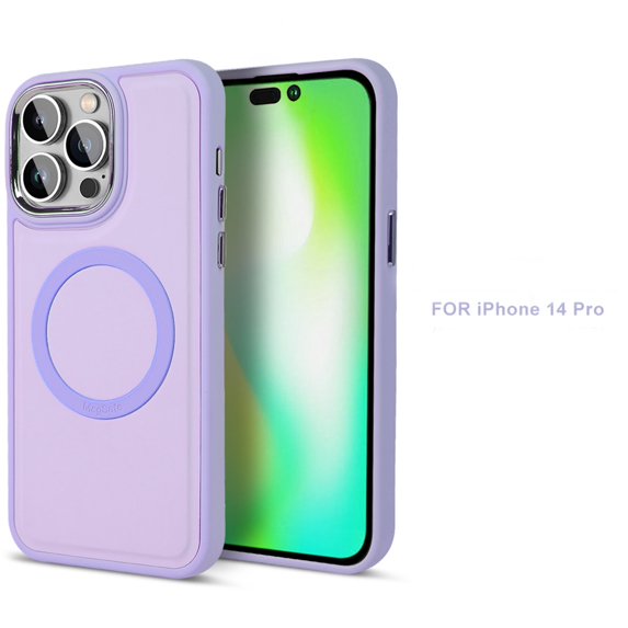 Dteck for iPhone 14 Pro Max 6.7" 2022 Magnetic Case, Flexible TPU Case with Wireless Charging & Car Mount Heavy Duty Full Body Protective Case for 14 Pro Max Women Men, Purple