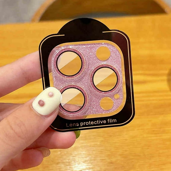 Dteck for iPhone 14 Pro Max Bling Camera Lens Protector Tempered Glass Screen Protector, Bling Glitter Lens Protector Case Friendly Camera Cover for iPhone 14 Pro Max,Pink