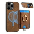 thumbnail image 1 of Dteck for iPhone 14 Pro Max Case, 2 in 1 Magnetic Wallet with Phone Grip, Compatible with MagSafe, Detachable Premium PU Leather Magnetic Case with Card Slots Ring Holder,Brown, 1 of 9
