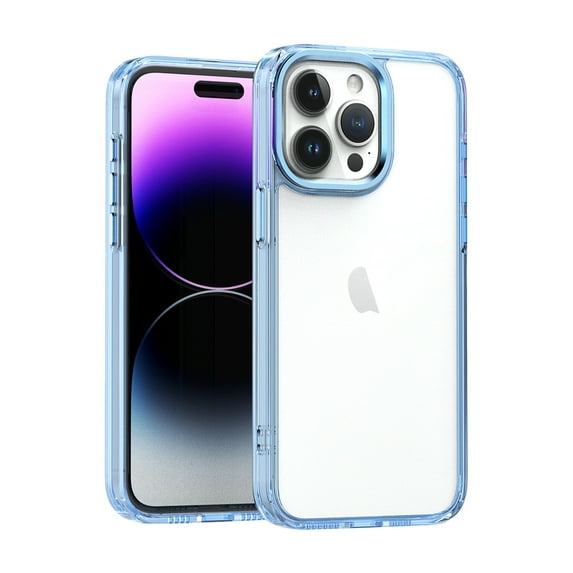 Dteck for iPhone 14 Pro Max Case Clear with Color Border, Hybrid Protective Case Slim Transparent Anti-Scratch Shockproof TPU Bumper Cover for iPhone 14 Pro Max,Blue