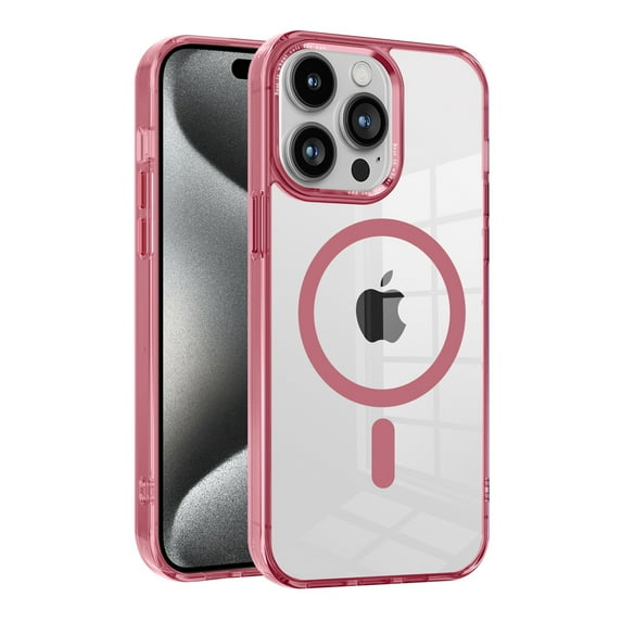 Dteck for iPhone 14 Pro Max Case,Compatible with MagSafe,Military-Grade Protection,Yellowing Resistant Scratch-Resistant Clear Back, Magnetic Phone Case for iPhone 14 Pro Max,Pink