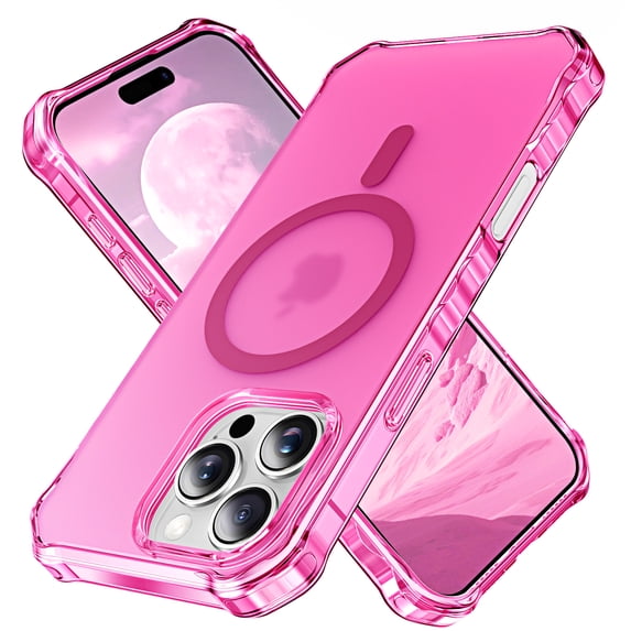 Dteck for iPhone 14 Pro Max Case,Compatible with MagSafe,Shockproof Military-Grade Protection,Air-Guard Corners,Anti-Yellowing Frosted Magnetic Phone Case for iPhone 14 Pro Max, Rose
