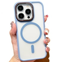 Dteck for iPhone 14 Pro Max Case with Integrated Camera Lens Ring Protection, Compatible with MagSafe, Military Grade Drop-Proof Shockproof Matte Translucent Protective Case,Blue