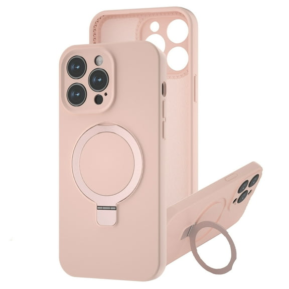 Dteck for iPhone 14 Pro Max Case with Invisible Magnetic Stand, Compatible with MagSafe, Slim Fit Liquid Silicone Gel Cover for iPhone 14 Pro Max,Pink