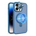 thumbnail image 1 of Dteck for iPhone 14 Pro Max Case with Magnetic Invisible Stand & Camera Lens Protector,Compatible with MagSafe,Military Drop Protection Shockproof Translucent Matte Cover Ring Holder,Blue, 1 of 8