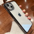 thumbnail image 1 of Dteck iPhone 14 Pro Max Case, Rhinestone Bling Diamond Lens Protector Sparkle Shiny Bumper Plating Clear Phone Case for iPhone 14 Pro Max,Black, 1 of 4