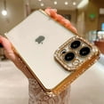 thumbnail image 1 of Dteck iPhone 14 Pro Max Case, Rhinestone Bling Diamond Lens Protector Sparkle Shiny Bumper Plating Clear Phone Case for iPhone 14 Pro Max,Gold, 1 of 6