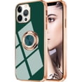 thumbnail image 1 of Dteck iPhone 14 Pro Max Case with Ring Stand, Soft TPU Plating Shockproof Protective 360 Degree Rotate Ring Holder Magnetic Case Slim Stand Cover, Green, 1 of 6