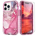 thumbnail image 1 of Dteck for iPhone 14 Pro Max Case with Tempered Glass Screen Protector, Slim Stylish Marble Pattern for Women Girls Full Body Military Grade Rugged Cover for iPhone 14 Pro Max,Rose, 1 of 5