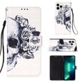 thumbnail image 1 of Dteck for iPhone 14 Pro Max Case Wallet Credit Card Holder Slot Detachable Strap for Women Girl Hybrid Protective Slim Hard Shell Magnetic PU Leather Folio Pocket Flip Cover 6.7 inch, Skull, 1 of 5