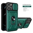 thumbnail image 1 of Dteck for iPhone 14 Pro Max with Ring Kickstand, Magnetic Magnet Slide Lens Protection Protective Heavy Duty Shockproof Armor Case Compatible with Magnetic Car Mount Holder Cover, Green, 1 of 8