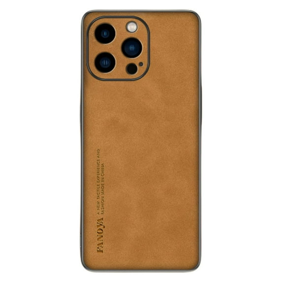 Dteck for iPhone 14 Pro Max Slim Back Case, Luxury Shockproof Business Retro Premium PU Leather Hybrid Case Cover, Anti-Drop Protective Cover with Lens Protection,Brown