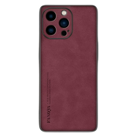 Dteck for iPhone 14 Pro Slim Back Case, Luxury Shockproof Business Retro Premium PU Leather Hybrid Case Cover, Anti-Drop Protective Cover with Lens Protection,Winered