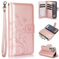 thumbnail image 1 of Dteck for iPhone 14 Pro Wallet Case, Embossed Butterfly PU Leather Phone Case Women Men Flip Cover Wrist Strap Zipper Credit Card Holder Slots for iPhone 14 Pro,Rosegold, 1 of 6